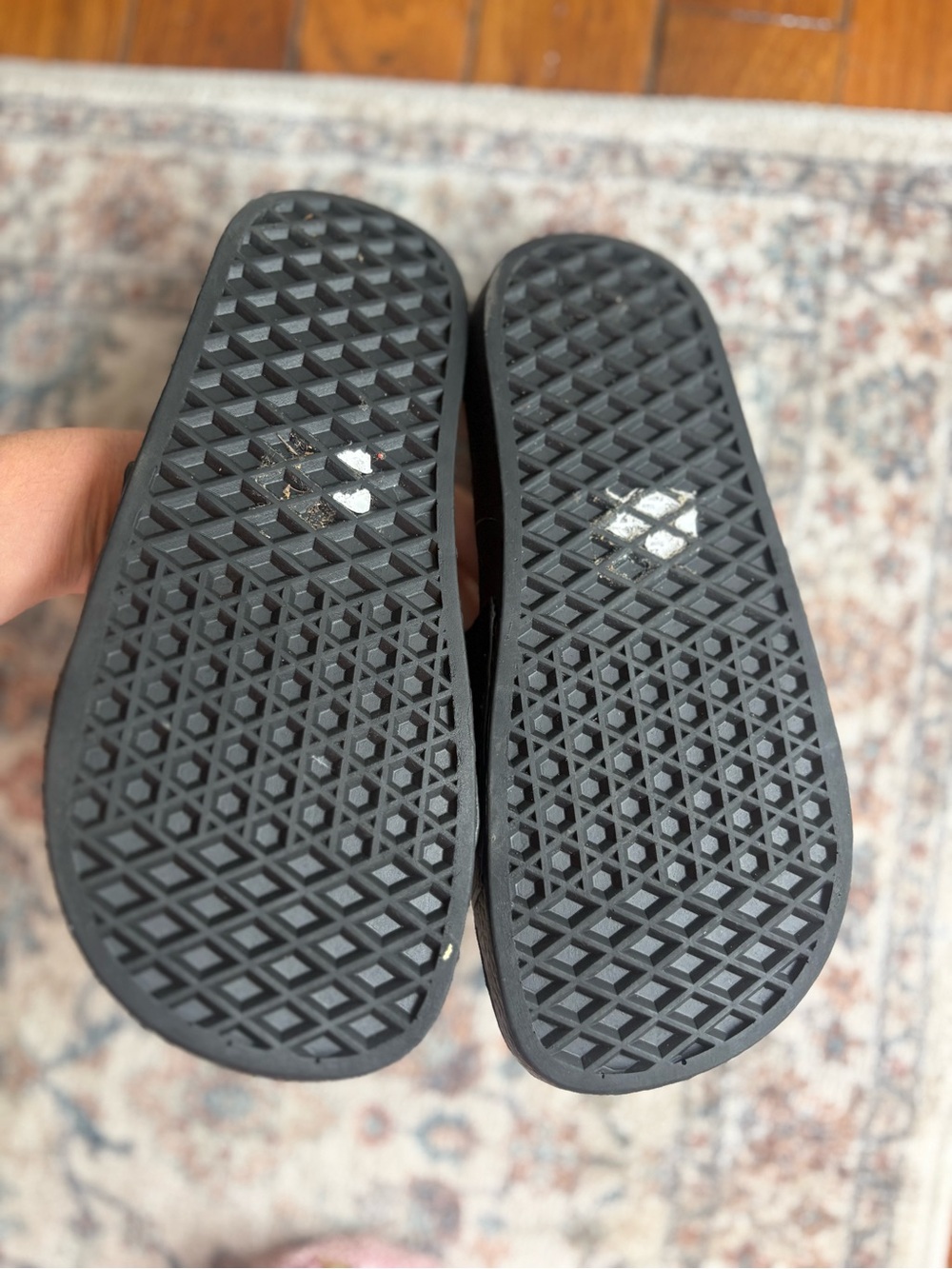 3Y Kids Vans Black Slides with White Logo Strap - Picture 4 of 5